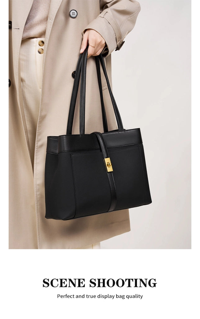 Borsa tote da donna in vera pelle nera