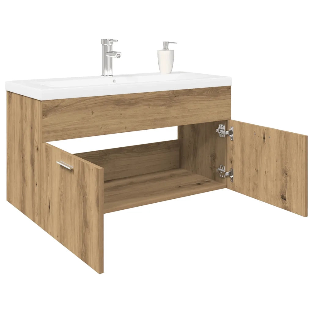 Mobile Bagno Lavabo Integrato Rovere Artigianale in Truciolato 3328910