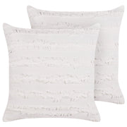 Set di 2 cuscini in cotone con motivo a tinta unita bianco 45 x 45 cm stile moderno federa rimovibile