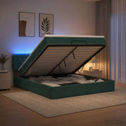 Letto Ottomano con Materasso e LED Verde Scuro 180 x 200 cm 3457086