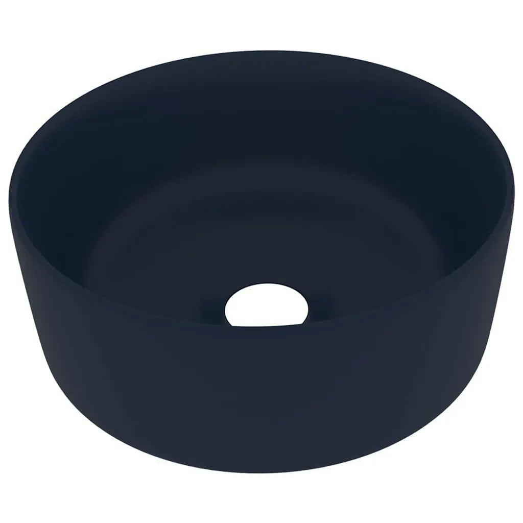 Lavandino-Lavello Lusso Rotondo Blu Scuro Opaco 40x15 cm in Ceramica 642121