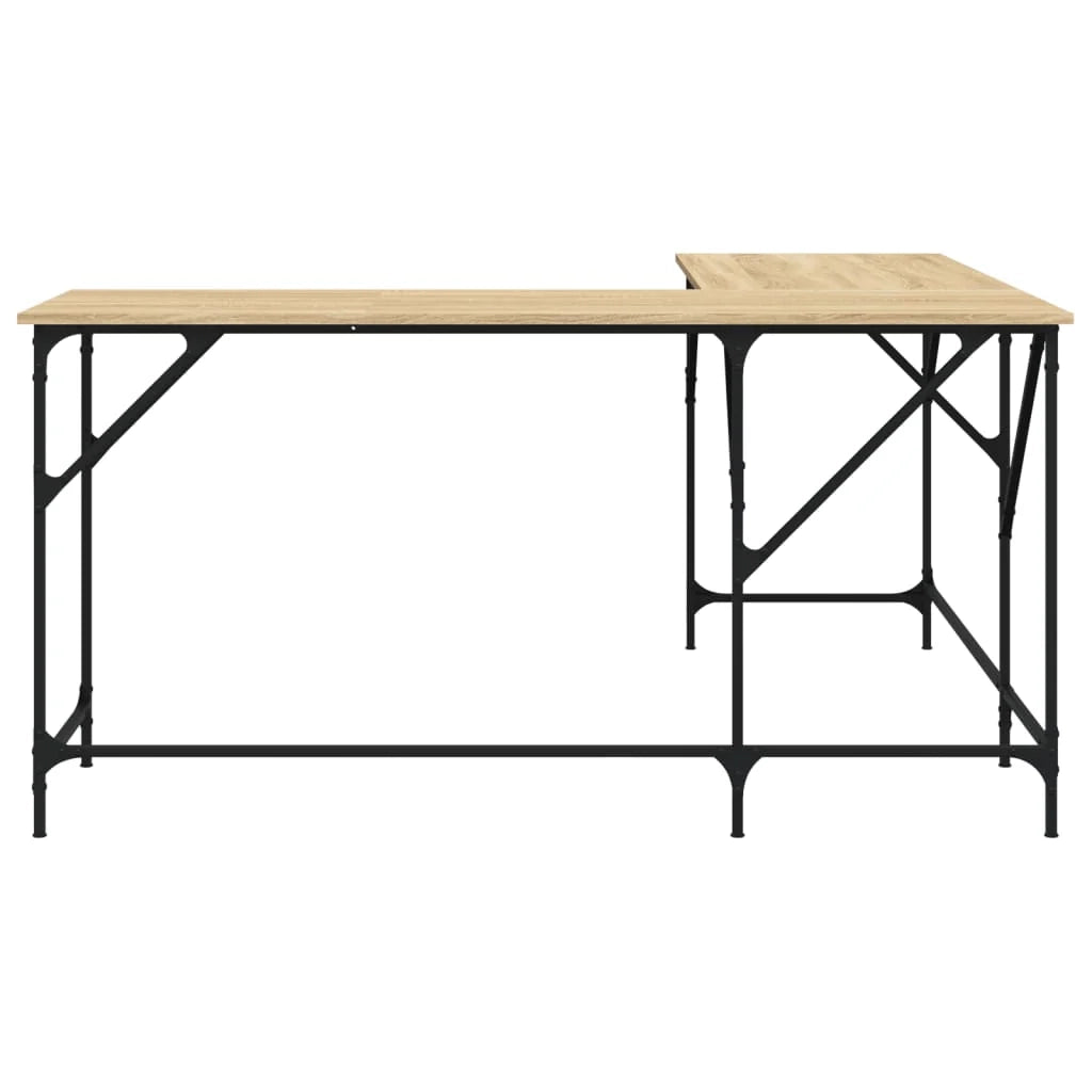 Scrivania tavolo postazione di lavoro mobile per computer studio rovere Sonoma 149 x 149 x 75 cm legno ingegnerizzato marrone 02_0023658