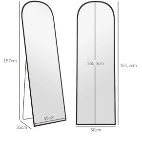 Specchio a figura intera 50 x 161,5 cm con cornice in lega di alluminio nero