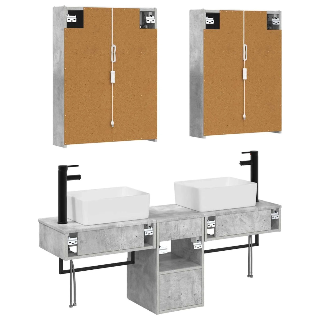 Set di Armadi da Bagno 5 pcs Grigio Cemento 53 x 15,5 x 70 cm 3406330