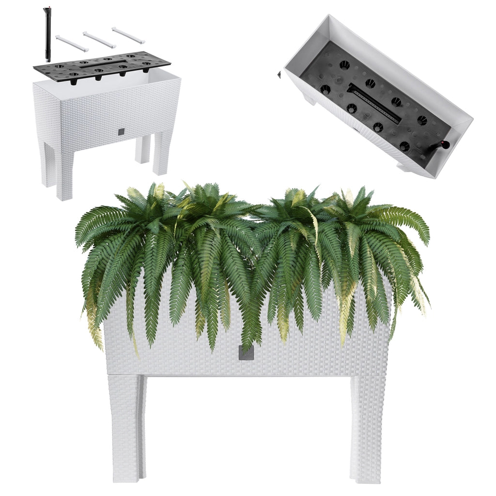 Vaso da giardino KADAX con fioriera interna su gambe, colore bianco, 80 cm.