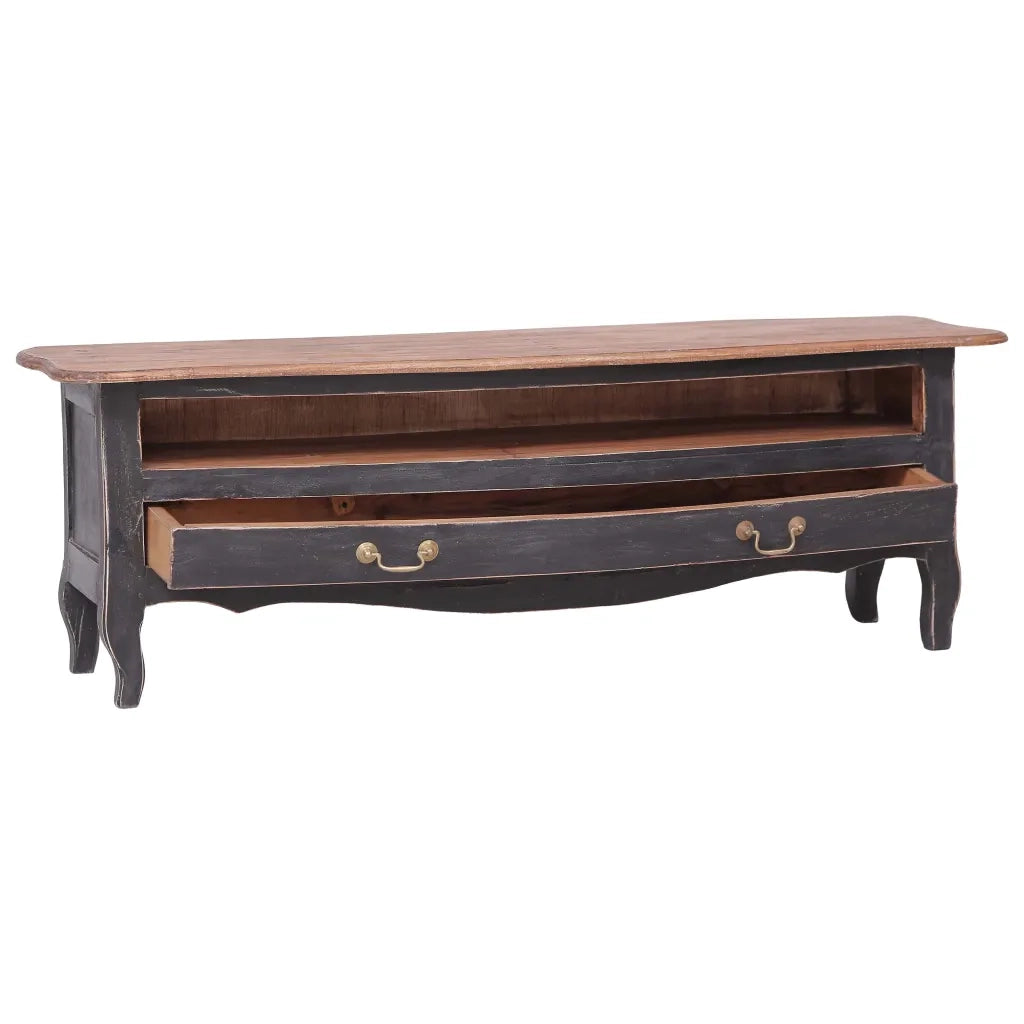 Mobile Porta TV 120x30x40 cm Nero Legno Massello di Mogano 283901