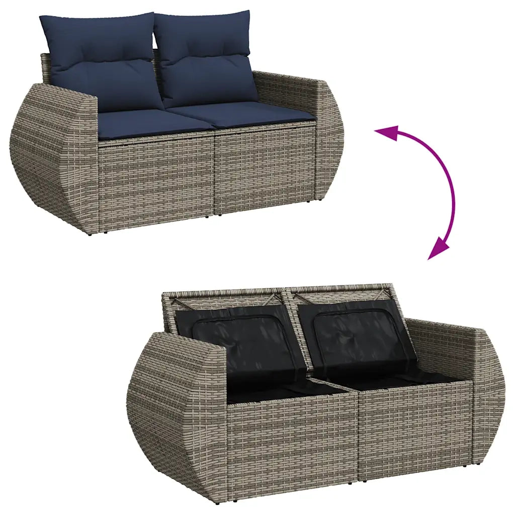 vidaXL Set Divano Giardino 5 pz con Cuscini Grigio Polyrattan Acacia