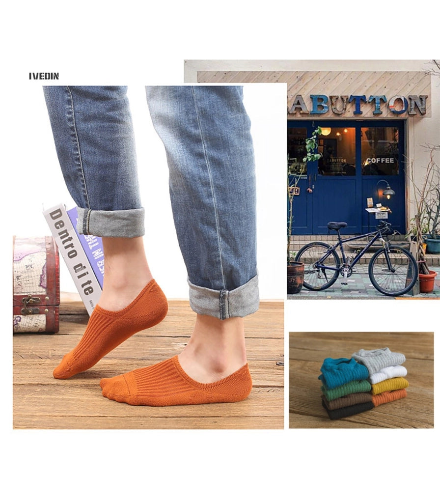 Calzini Invisibili Sottili Antiscivolo in Cotone Unisex | Silicone Antiscivolo sul Tallone | Taglia 36–43 EU