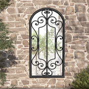 Specchio da Giardino Nero 70x30 cm in Ferro per Uso Esterno 318376