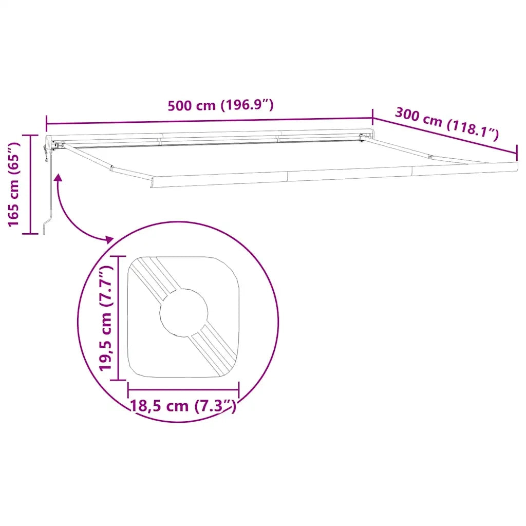Struttura della tenda Bianco 500 × 300 cm Alluminio 145695