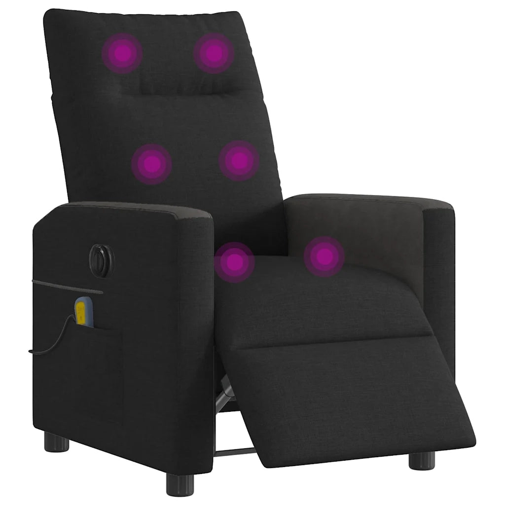 Poltrona Massaggiante | Sedia Relax Reclinabile Elettrica Nera in Tessuto