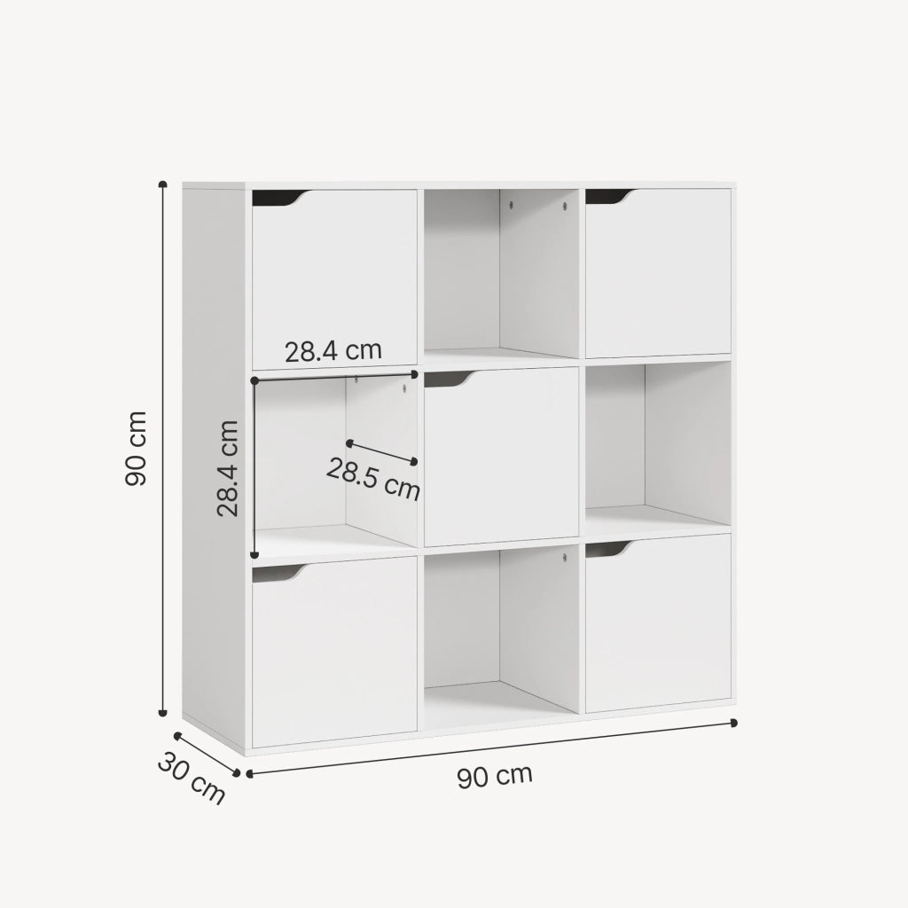 Scaffale per Cameretta Ljunshund con Vani Chiusi e Aperti 90 x 90 x 30 cm - Bianco [en.casa]
