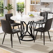 Set da pranzo 5 pezzi con tavolo 100x100 cm e 4 sedie in velluto nero
