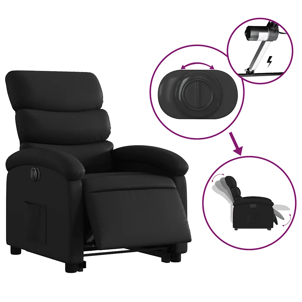 Poltrona | Sedia Relax Alzapersona Reclinabile Elettrica Nera in Similpelle