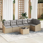 Set di divani con cuscino 7 pcs Beige polyrattan