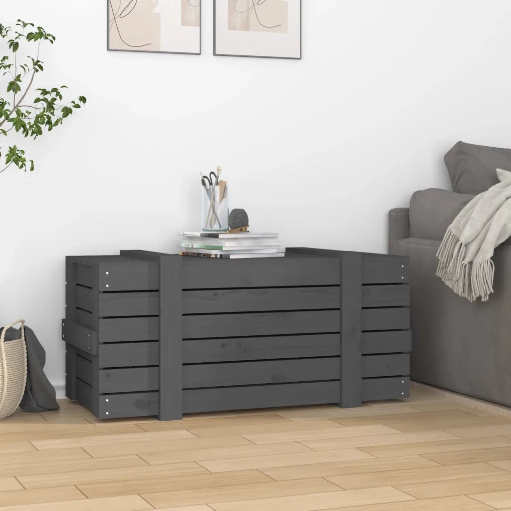 Contenitore Portaoggetti Grigio 91x40,5x42 cm Massello di Pino 825000
