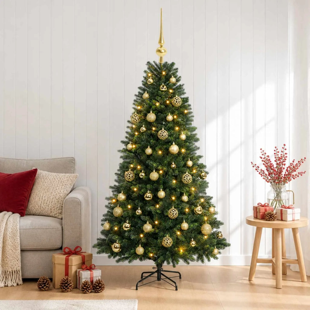 Albero di Natale Artificiale con Palline 150 cm 150 LED 3465692