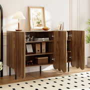 OKWISH Credenza Moderna con 2 Ante e Ripiani Regolabili, Apertura a Pressione, per Soggiorno o Ingresso, MDF, Noce, 120 × 35 × 80 cm