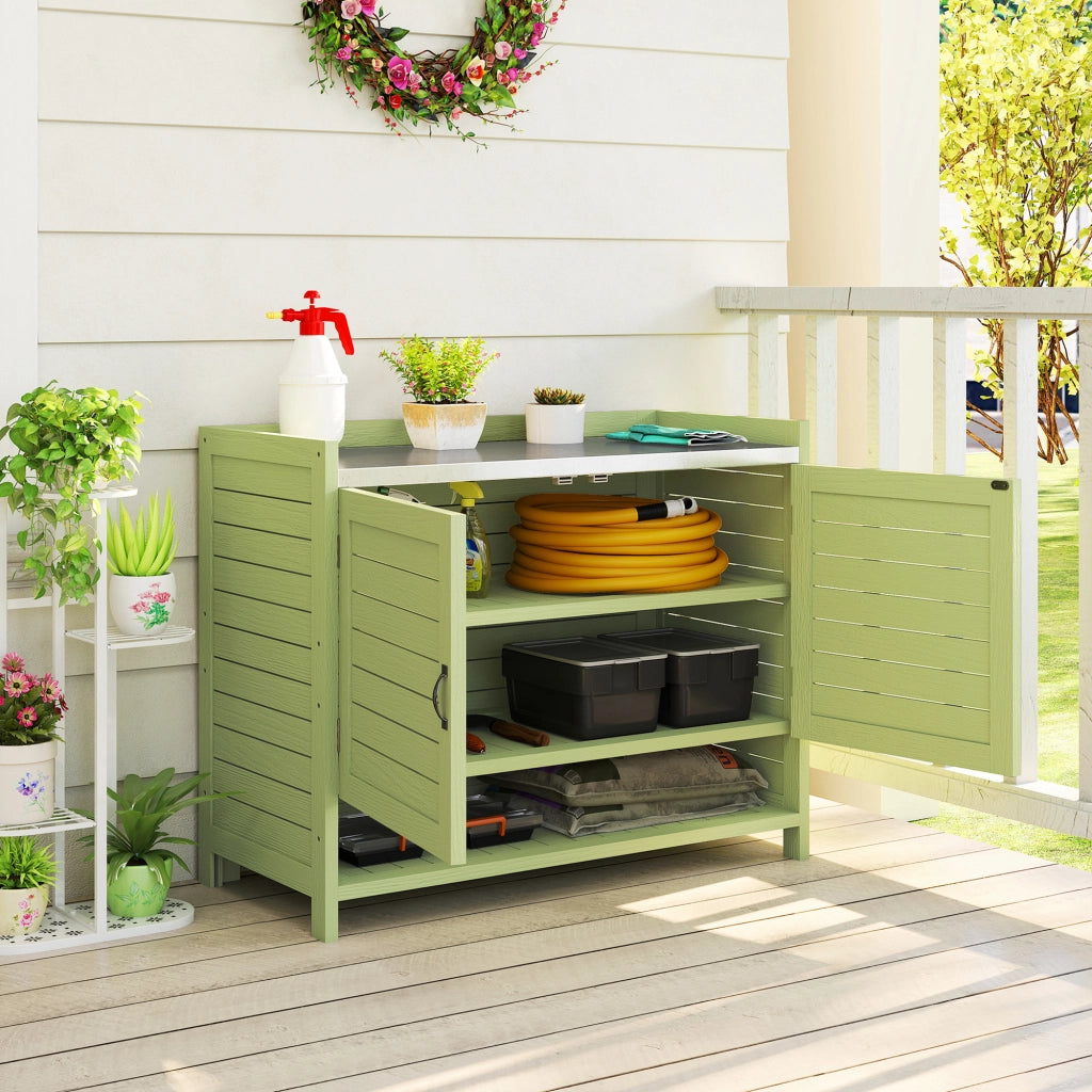 Tavolo da giardino con mobile ¨C zephmum ¨C Verde 88x40x70,5 cm