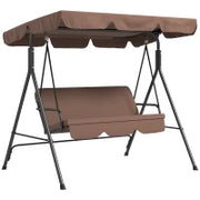 Dondolo da Giardino a 3 Posti con Tettuccio Parasole Inclinabile e Cuscini, 172x110x153 cm, Marrone e Nero