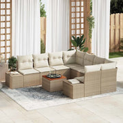 Set Divano da Giardino con cuscino 9 pcs Beige polyrattan 3347939
