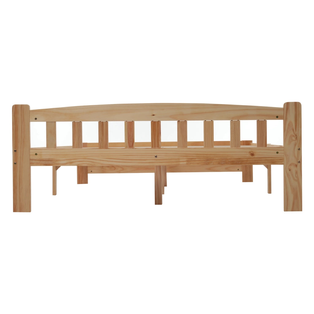 Letto Matrimoniale Letto in Legno Massello con Testiera e 15 Doghe; Superficie 140 × 200 cm; senza Materasso; Naturale