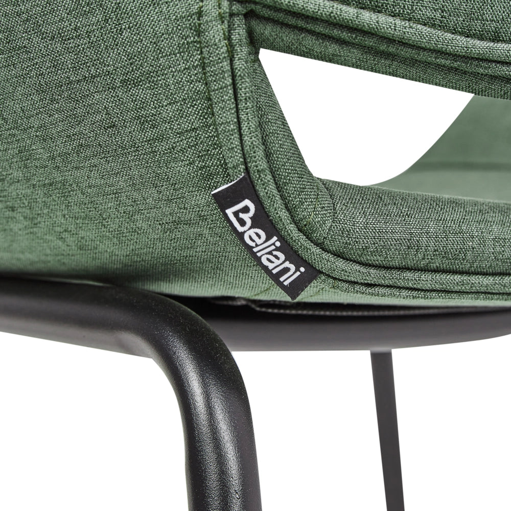 Set di 2 sedie da pranzo con rivestimento in poliestere verde con gambe in metallo stile elegante