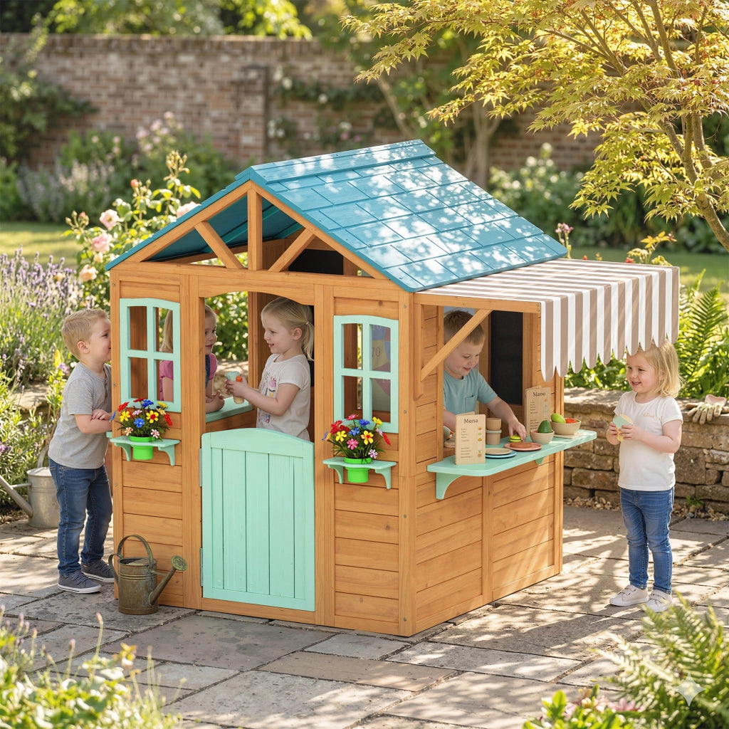Casetta da Giardino per Bambini con Lavagna e Accessori ¨C Zephmum ¨C Grigio