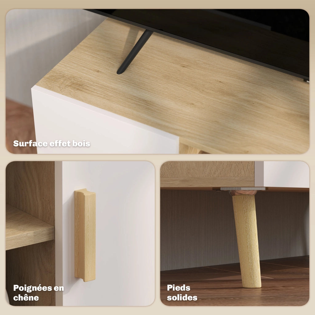 Mobile TV in legno con ripiani e ante ¨C zephmum ¨C 50 pollici, rovere