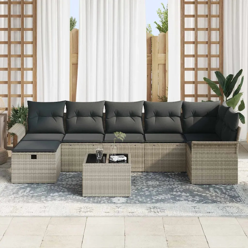Set Divano da Giardino 8 pcs Grigio chiaro polyrattan 3358911
