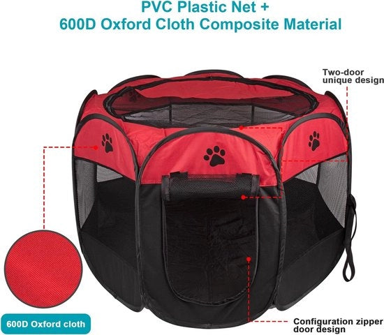 Casa per Animali Portatile, Box Opvougbile per Cane, Gatto, Coniglio, Cavia, Box di Cartone, Tenda per Animali (29" x 29" x 17", Rosso)