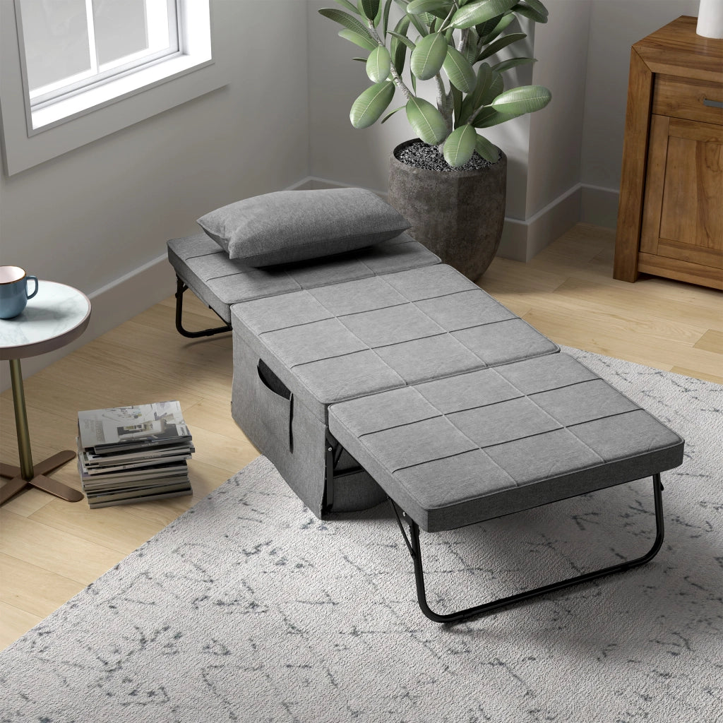 Poltrona letto chaise longue con pouf ¨C zephmum ¨C grigio