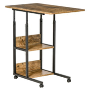 COMODINO STILE INDUSTRIALE CON ALTEZZA REGOLABILE 80X40X6CM MARRONE RUSTICO
