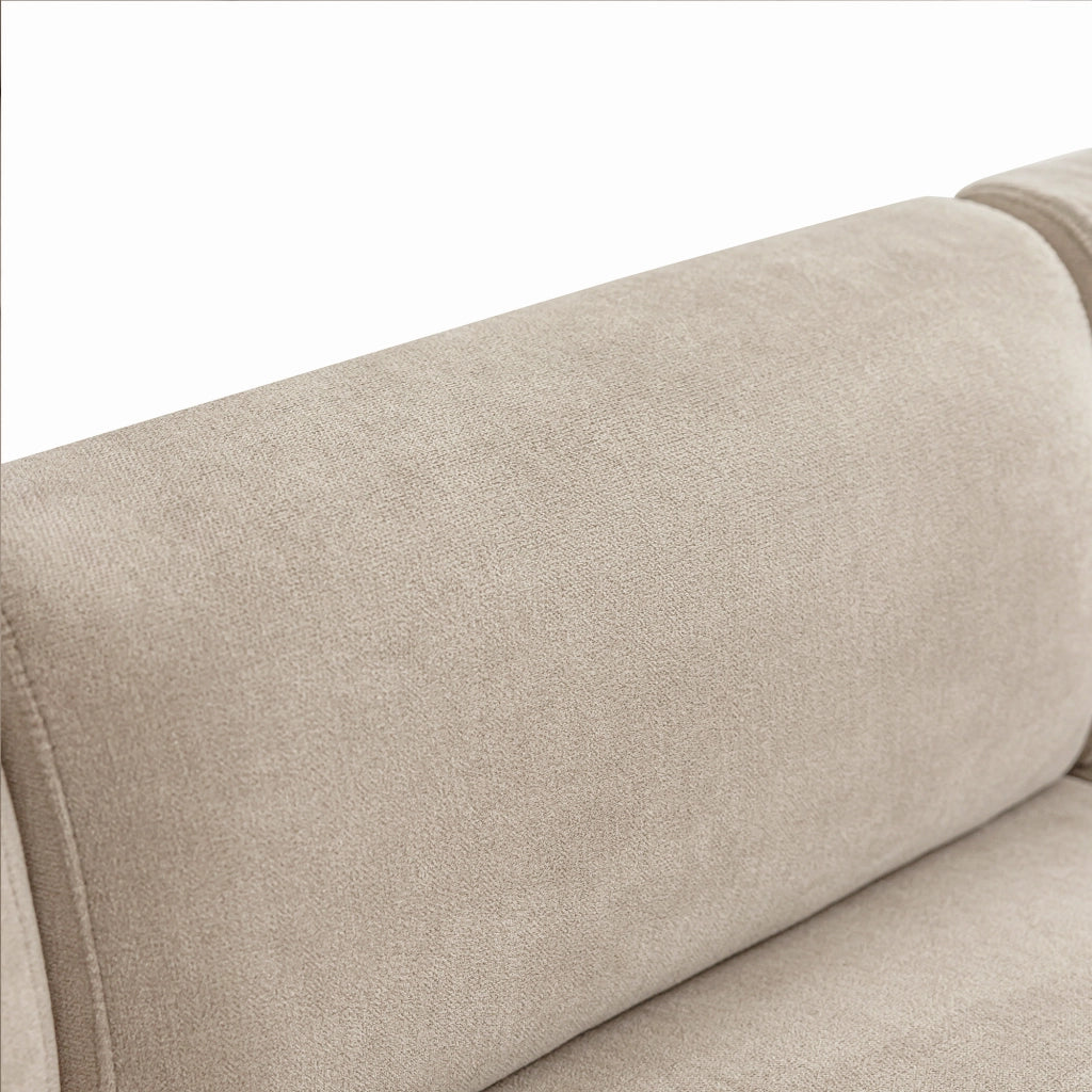 Sofa 3-4 posti in tessuto Chenille beige, design moderno con 2 cuscini, seduta ampia 57 cm