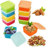 Set di 10 piccoli contenitori in plastica per congelatore, cassa di conservazione, contenitori in plastica con coperchio, mini-contenitore di conservazione, set di contenitori per conservazione alimentare per salse e spezie