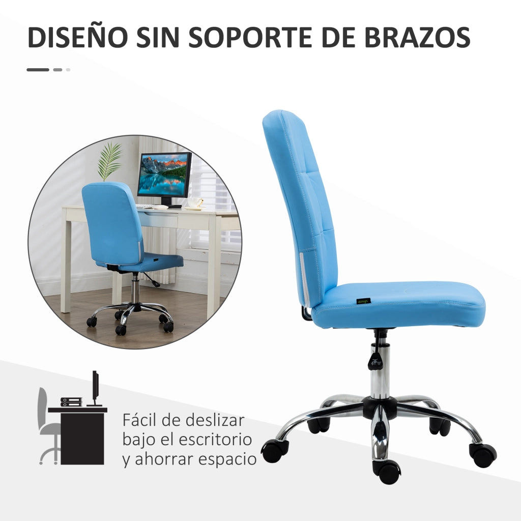 Sedia da Ufficio Girevole in Similpelle ¨C zephmum ¨C Blu, Regolabile 45x59x90-100 cm