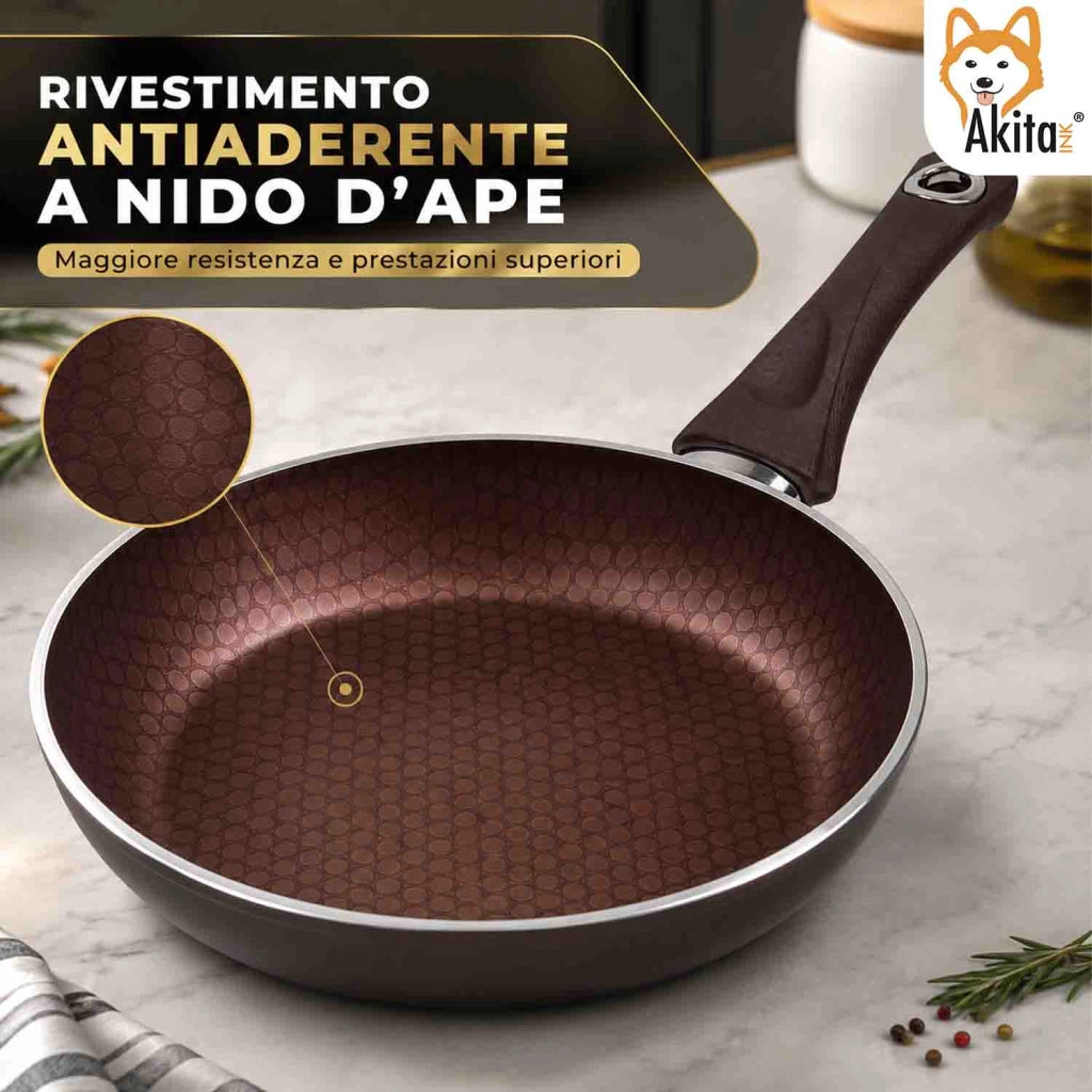 Akitaink Padella 32 cm Induzione Antiaderente Marrone
