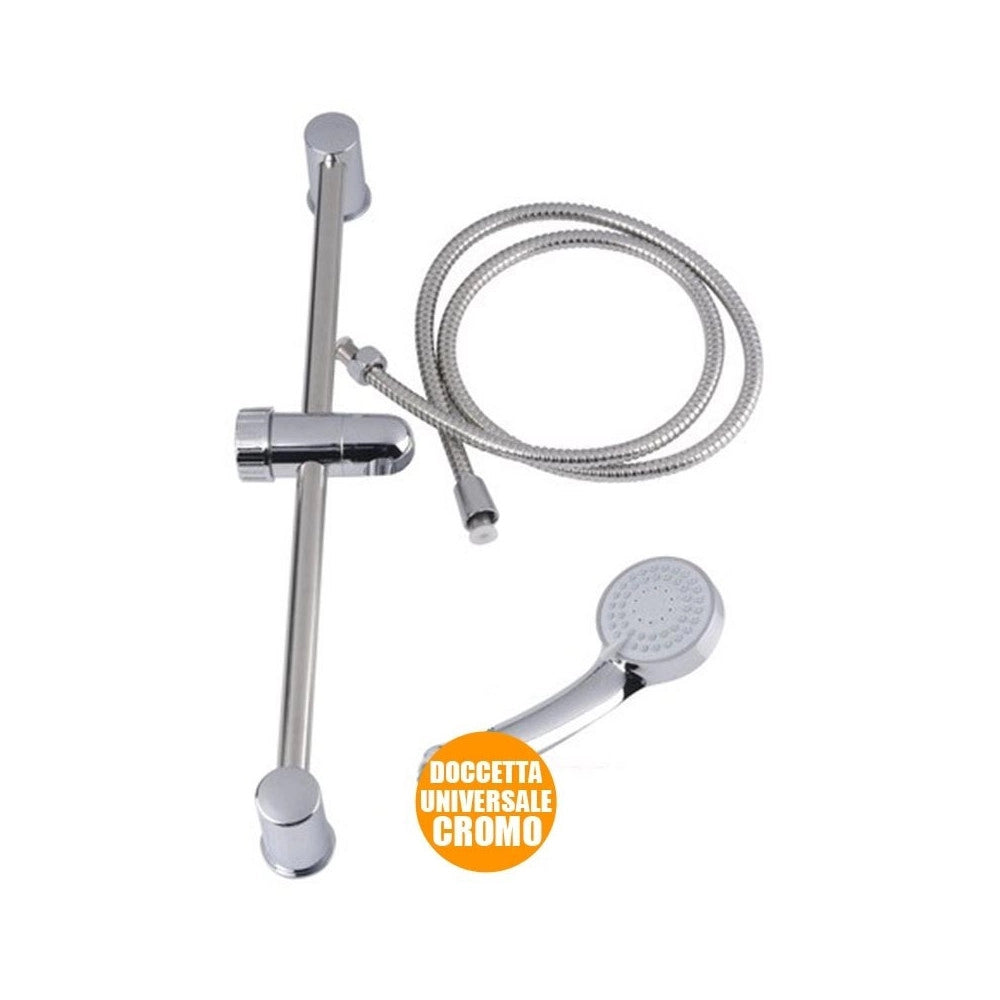 Trade Shop - Saliscendi In Acciaio Soffione Doccia 3 Funzioni Con Asta Universale Doccetta -
