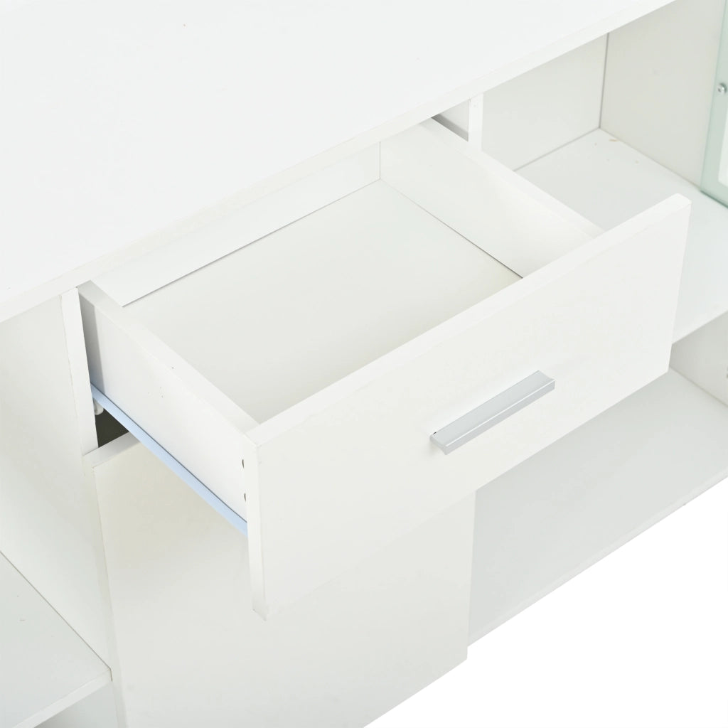 Sideboard 140x33x70 cm con luci LED in MDF bianco