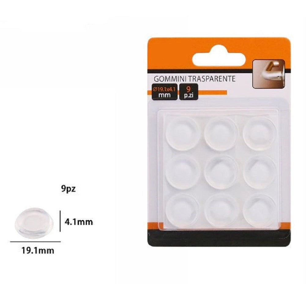 Trade Shop - Set 9 Pezzi Gommini Adesivi Protezione Pavimenti Trasparenti Rotondi 19.1x4.1mm -