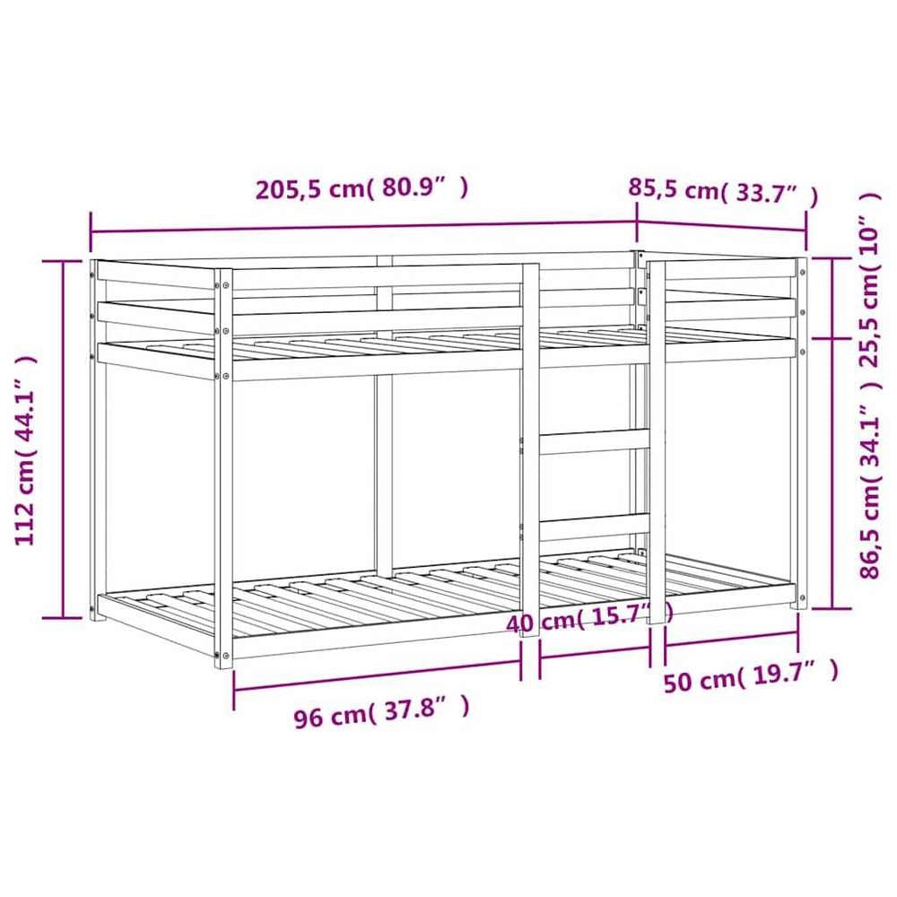 Bunk Bed Wax Brown 80x200 Cm Solid Pine Wood