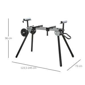 Supporto per troncatrice 123，5-245 cm in acciaio nero， pieghevole e mobile
