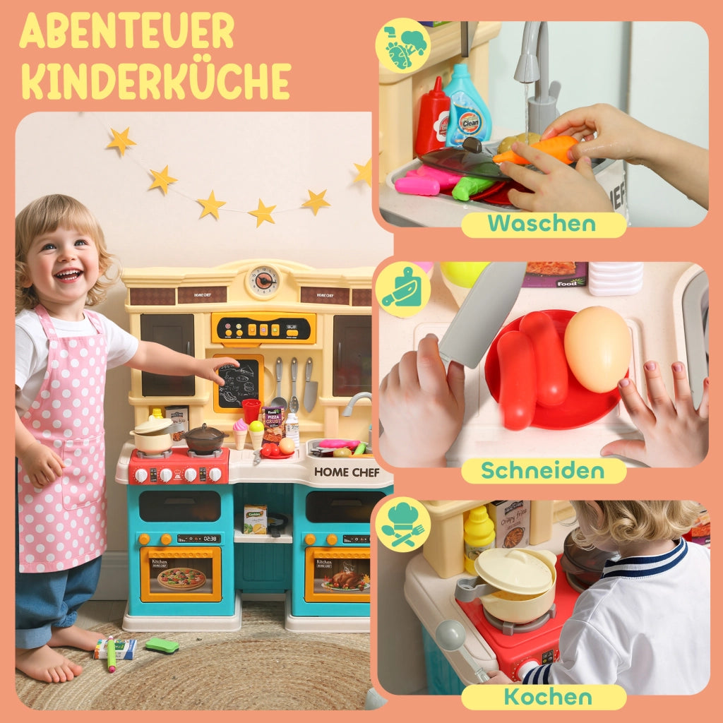 Cucina giocattolo con acqua corrente e 85 accessori ¨C Xylo ¨C verde plastica con luci e suoni