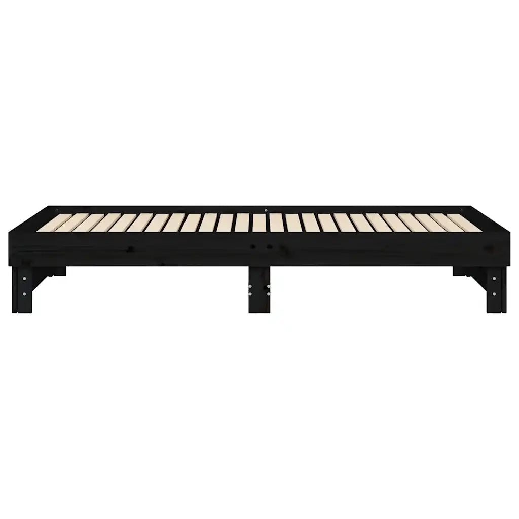 Dormeuse Estraibile Nera 2x(80x200) cm Legno Massello di Pino 823388