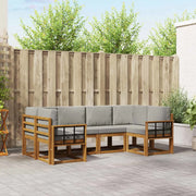 Set di divani da esterno 6 pcs Grigio Naturale e Chiaro