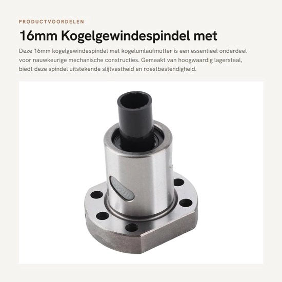 Spindle a gomito a sfera 16mm - Carrello a sfera - Materiale in acciaio - Resistente all'usura - Inox - Alta precisione - Spindle a sfera
