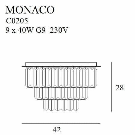 Plafoniera crystal glamour oro Monaco 9xG9 di Maxlight