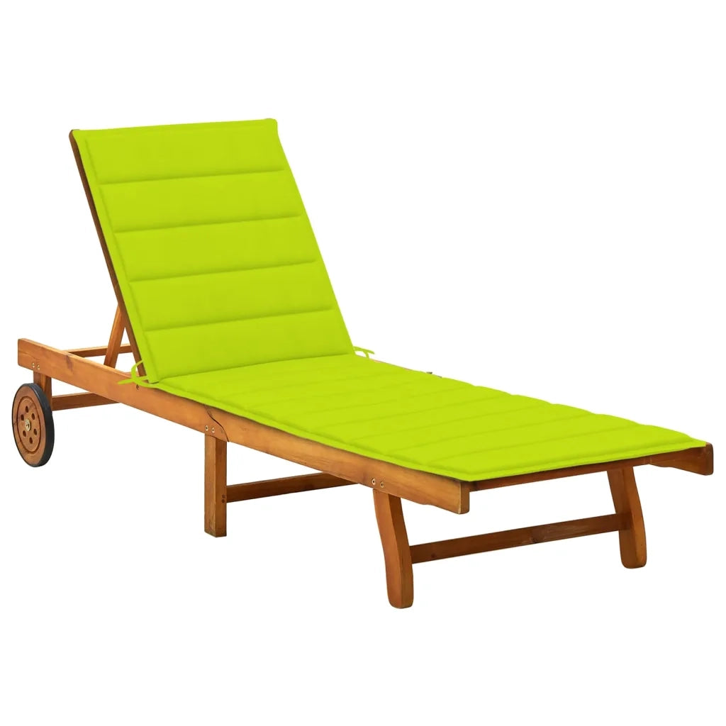 Lettino Prendisole da Giardino con Cuscino Massello di Acacia cod mxl 23868