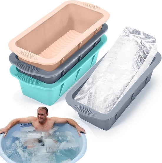 Iscrizione per cubetti di ghiaccio in forma di blocco, 3 pezzi, 1,5 kg forma di cubetto in silicone, confezione per congelazione, vasche per ghiaccio, bagno freddo o raffreddatore