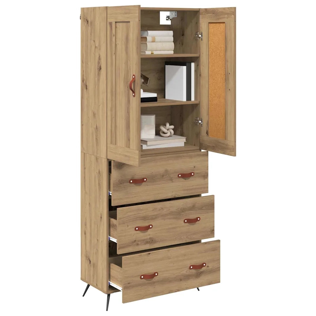 Credenza | Madia | Buffet da pranzo | Armadio da pranzo con cassetto Rovere artigianale 69,5 x 34 x 180 cm